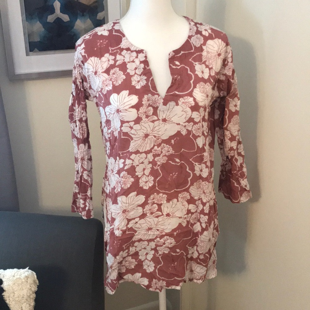 Cotton floral swim cover-up